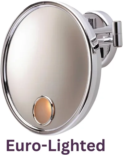 Vista 3 de JERDON Espejo de maquillaje estilo europeo con acabado cromado, espejo de maquillaje de 9 pulgadas de diámetro con montaje en pared cromado, aumento