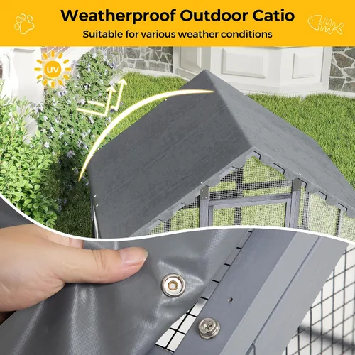 Vista 5 de COZIWOW Catio - Casa grande para gatos al aire libre, con conexión de ventana, resistente a la intemperie, condominio, plataforma, casa de animales
