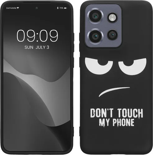 Vista 21 de kwmobile Funda de silicona TPU compatible con Xiaomi 11T/11T Pro - Funda suave - No toques mi teléfono blanco/negro