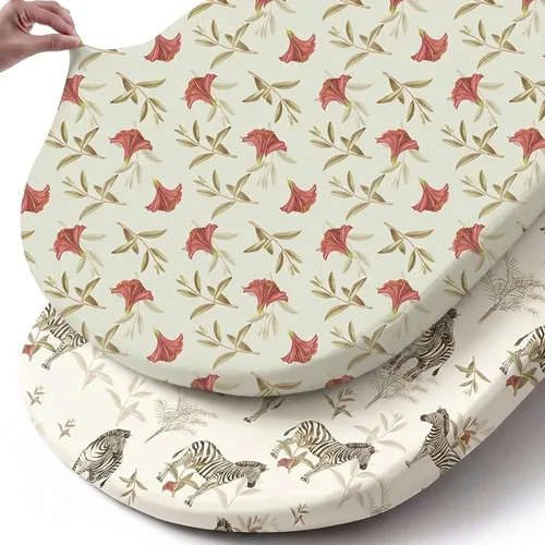 Vista 26 de Pack n Play Sheets BROLEX - Juego de 2 sábanas para cuna, juego de sábanas elásticas y portátiles para cuna, funda de colchón convertible