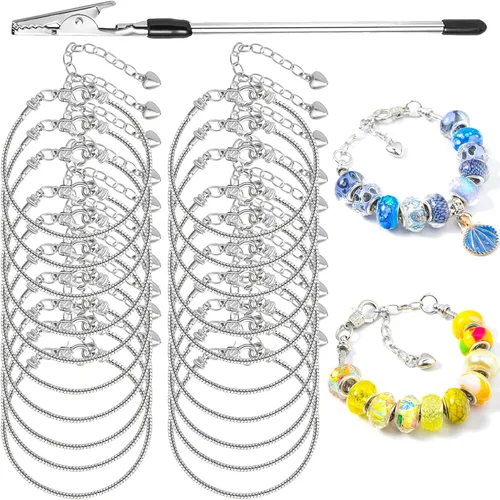 Vista 14 de 10 Piezas Cadenas de Pulsera con Dije de Cadena de Serpiente de 7.87 Pulgadas con Ayudante de Pulsera Pulsera de Serpiente Ajustable con Dije