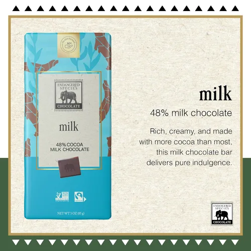 Vista 3 de Barra de chocolate con leche en peligro de extinción (48% de cacao)