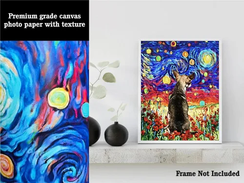 Vista 3 de Bestbuddy Pet 11 x 14 sin marco noche estrellada inspirada Chihuahua perro animales amante familia paz amor pintura al óleo impresión arte impresión