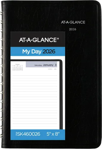 Vista 9 de AT-A-GLANCE Agenda 2027, diaria, 5 x 8 pulgadas, programación abierta, DayMinder, negro (SK460027)