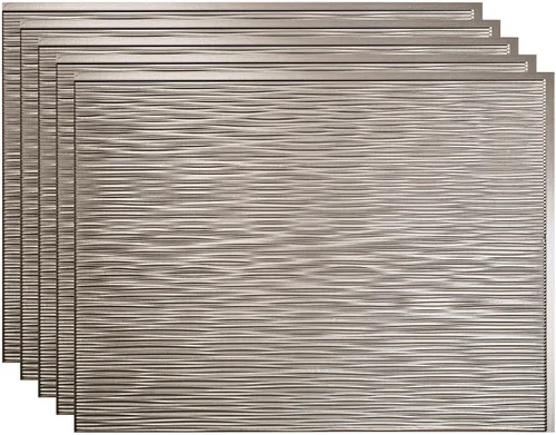 Vista 13 de FASÄDE Ripple - Panel decorativo de vinilo decorativo para salpicaduras de 18 x 24 pulgadas en plata argente (paquete de 5)
