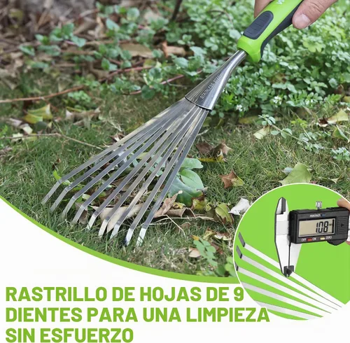 Vista 4 de WORKPRO Rastrillo de mano de 16", rastrillo de jardín de acero inoxidable resistente con mango suave, pequeña herramienta de mano de jardín