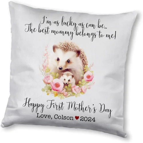 Vista 10 de Hedgehogs Mothers Day, First Mother's Day Custom Pillowcase, Personalized Mother's Day Pillowcase, Gift for Mom, Home Decor