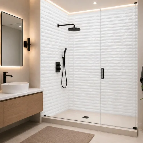 Vista 11 de Vista - Paneles de pared para bañera y ducha Surround - Blanco brillante