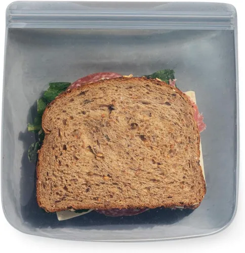 Vista 8 de W&P Porter Bolsa de almacenamiento reutilizable de silicona, sándwich (50 onzas de pie), color rubor, contenedor de almacenamiento de alimentos