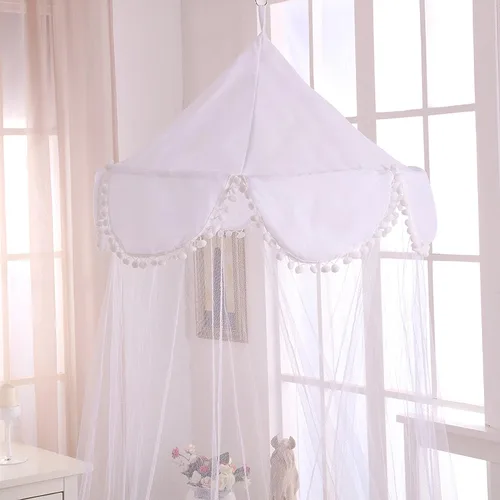 Vista 2 de Cotton Loft Pom - Toldo de cama plegable para niños, tamaño único, color blanco