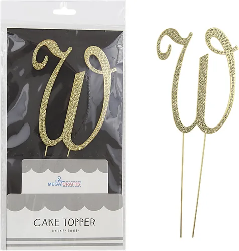 Vista 9 de Mega Crafts Decoración de pastel con diamantes de imitación dorados brillantes con letra C, cristales brillantes y aleación de metal duradero, ideal