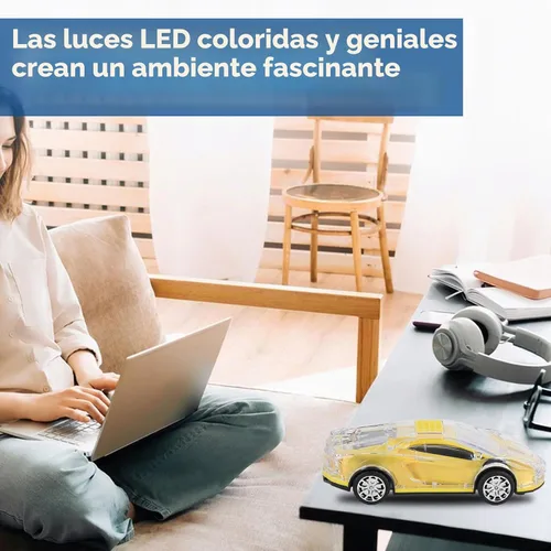 Vista 4 de Yoidesu Altavoz Bluetooth para coche, estilo retro con luces LED, 8.7 pulgadas USB recargable, amarillo