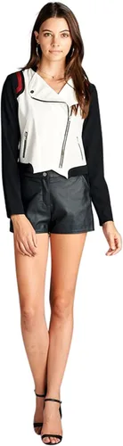 Vista 61 de ToBeInStyle Blazers de manga larga con cremallera y botones para mujer