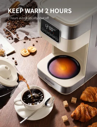 Vista 5 de SHARDOR Cafetera programable de 10 tazas, cafetera de goteo regular y fuerte para el hogar y la oficina, apagado automático, filtro permanente