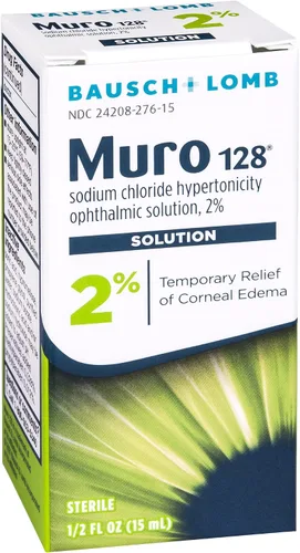 Vista 6 de Muro 128 Solución oftálmica de hipertonicidad de cloruro de sodio al 2%, de Bausch + Lomb, 0.5 fl oz (0.5 fl oz) (paquete de 2)