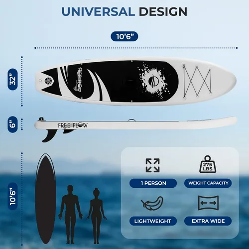 Vista 5 de SereneLife Tabla de remo inflable de 10 pies 6 pulgadas con accesorios de SUP de primera calidad, diseño amplio y estable con almohadilla