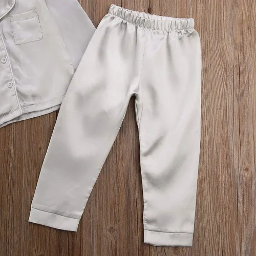 Vista 42 de Conjunto de pijama de manga larga con botones para niña pequeña, conjunto de ropa de dormir