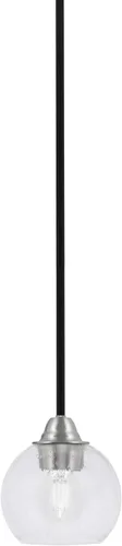 Vista 134 de Toltec Lighting Paramount - Mini colgante de 1 luz en acabado negro mate con cristal de arte perla de 7 pulgadas y estilo negro