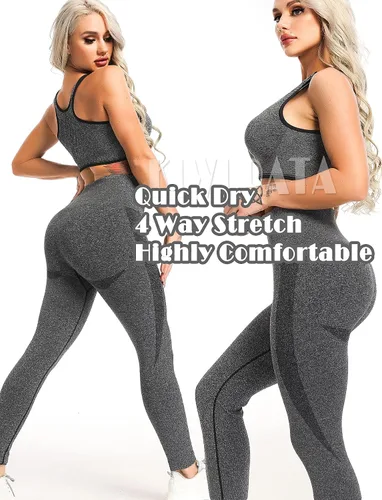 Vista 4 de KIWI RATA Leggings de cintura alta sin costuras para mujer, con levantamiento de glúteos, para entrenamiento, gimnasio, pantalones activos, Melocotón