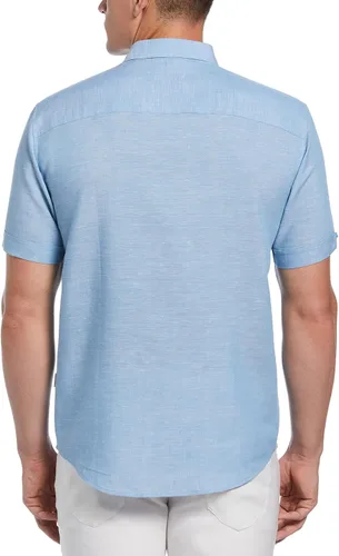Vista 2 de Cubavera Camisa abotonada de manga corta con un bolsillo de mezcla de lino para hombre Travel Select