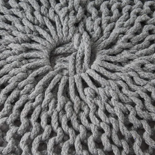 Vista 6 de Christopher Knight Home Morven Puf Redondo De Punto - Algodón - Gris