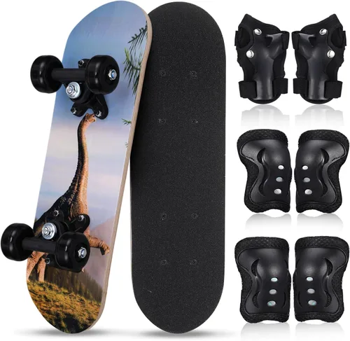 Vista 26 de Honoson Juego de 7 piezas de rodilleras, coderas y muñequeras para patinetas para principiantes y niños pequeños