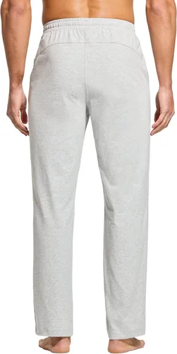 Vista 2 de Willit - Pantalones de ejercicio de algodón para hombre, con parte inferior abierta, ajuste holgado, atléticos, con bolsillos, para casa, yoga
