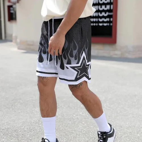 Vista 7 de BOOMLEMON Pantalones cortos de baloncesto para hombre, pantalones cortos deportivos de entrenamiento casual con estampado gráfico de malla