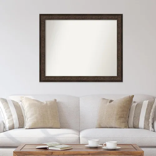 Vista 1005 de Amanti Art Espejo de pared personalizado no biselado (25 x 25 pulgadas), marco de bronce acentuado, varios tamaños personalizados, espejo de baño