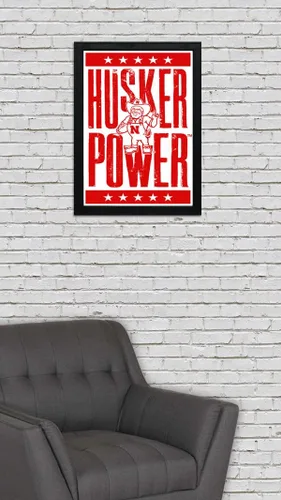 Vista 8 de Nebraska Cornhuskers Gift - Husker Power Letterpess Poster - Officially Licensed Art Print - 13x19" - Husker Gift (Add Black Frame)