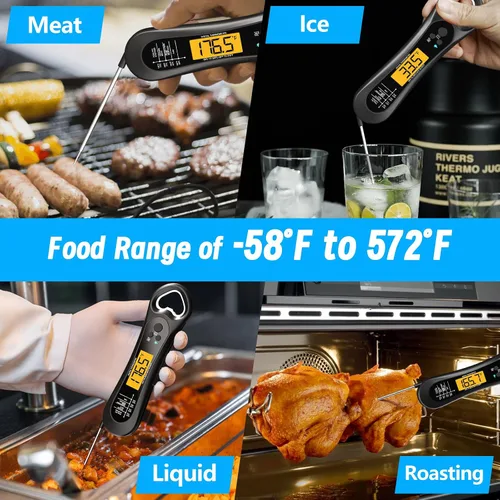 Vista 6 de Termómetro digital de carne, termómetro de carne de lectura instantánea para parrilla y cocina, con abridor de botellas, termómetro de alimentos