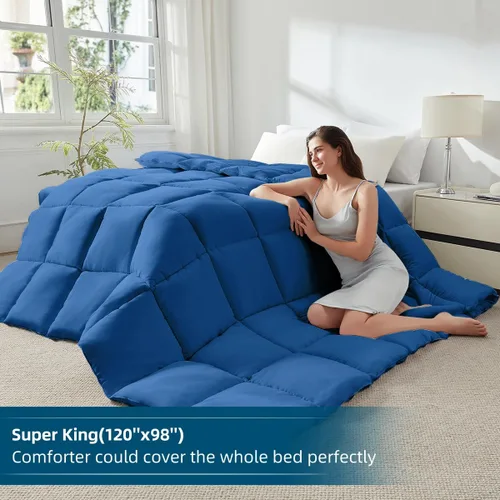 Vista 2 de STWIENER Edredón suave súper King de 120 x 98 pulgadas, relleno de edredón alternativo acolchado extra grande, 8 pestañas en las esquinas para todas