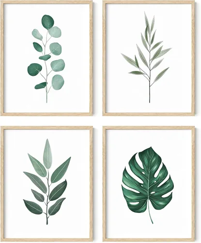 Vista 35 de HAUS AND HUES Arte de pared floral gris, juego de 4 pósteres de plantas para pared vintage, impresiones botánicas, cuadros de flores en blanco