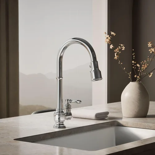 Vista 2 de Kohler k-99260 – 2BZ artefactos de un solo orificio fregadero de cocina llave con boquilla plegable de 17-5/8 pulgadas y 3 funciones de rociador