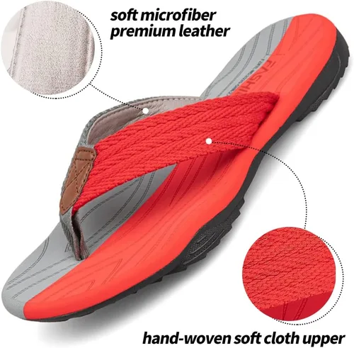 Vista 4 de MGGMOKAY Sandalias cómodas para hombre, sandalias con soporte de arco, sandalias casuales con correa en T para hombre, zapatos de playa de verano