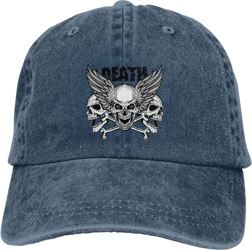 Vista 9 de Cowboy Hat Trendy Hats for Man and Women Djustable Four Season Outdoor Baseball Cap of Hell Skull with Angel Navy Blue