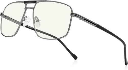 Vista 9 de Gafas de lectura para hombre, cuadrado, doble puente, bloqueo de luz azul, para lectura de computadora