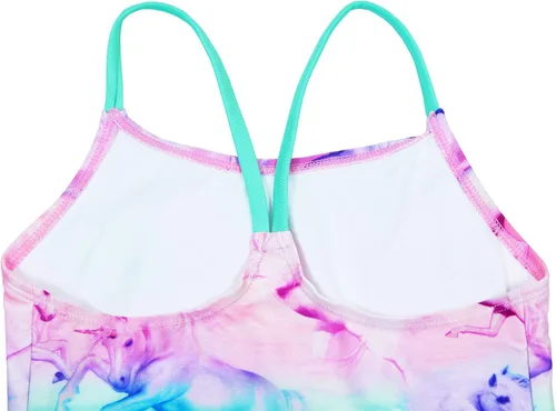Vista 4 de Traje de baño tankini para niñas, traje de baño de dos piezas UPF 50+ lindo traje de baño tankini de unicornio para niños y niñas de 5 a 12 años