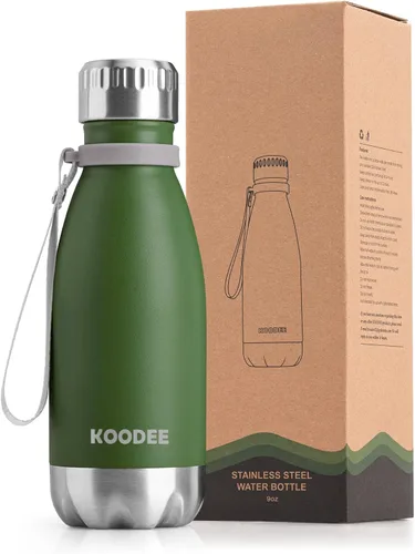 Vista 29 de koodee Botella de agua aislada (paquete de 2) botella de agua de doble pared de acero inoxidable 18/8, botella térmica de viaje con forma de cola