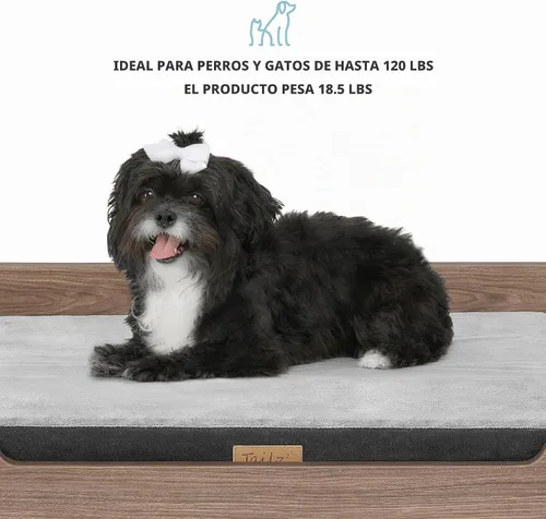 Vista 5 de Milo - Cama elevada de madera para perros con colchón de espuma suave, tamaño pequeño