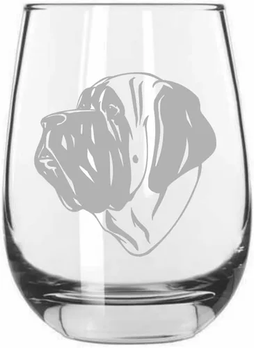 Vista 528 de Shar Pei (chino) - Vaso de vino sin tallo grabado para perro, 15.25 onzas