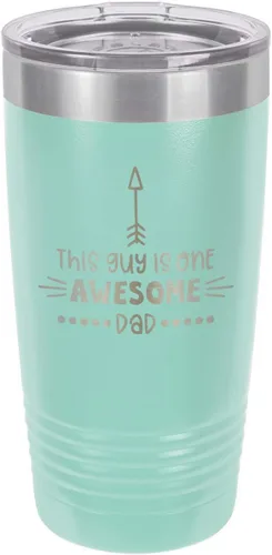 Vista 17 de This Guy Is One Awesome Dad Black Vaso de bebida de 20 oz con pajita Taza de viaje grabada con láser Comparar con Yeti Rambler Idea de regalo