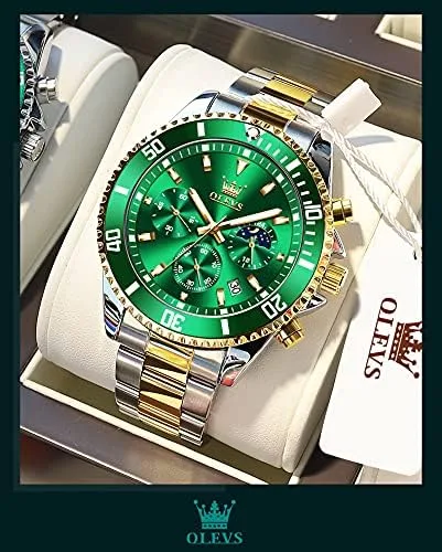 Vista 8 de OLEVS Relojes de cuero impermeable relojes de cuarzo con fecha de día, regalos