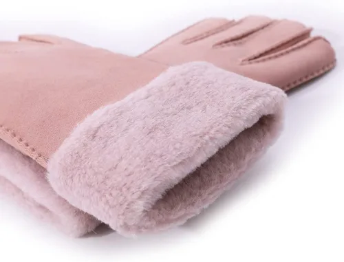 Vista 3 de Harssidanzar Guante de cuero para mujer, invierno, clima frío, piel de oveja, con calefacción, cálido y peludo, KL023US