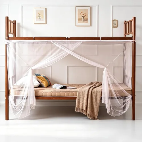 Vista 6 de Cortinas opacas para cama de privacidad con toldo grueso, mosquitero Mosquitera blanca 1aa