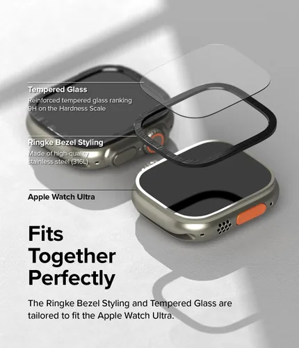 Vista 4 de Ringke Funda y protector de pantalla para Apple Watch Ultra 4/3/2/Ultra 49-01 (ST) Plata
