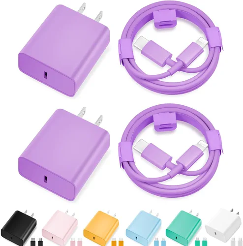 Vista 11 de Cargador para iPhone de carga rápida, paquete de 20 W, tipo C, bloque de carga rápida con [10 pies y 6 pies] USB C a cable Lightning compatible