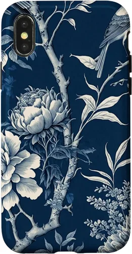 Vista 5 de Chinoiserie Floral Toile Blue and White Funda para iPhone 17