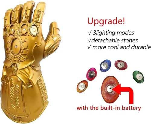 Vista 4 de Bulex LED Light Up Infinity Gauntlet The Thanos Gloves with Removable Magnet Infinity Stones