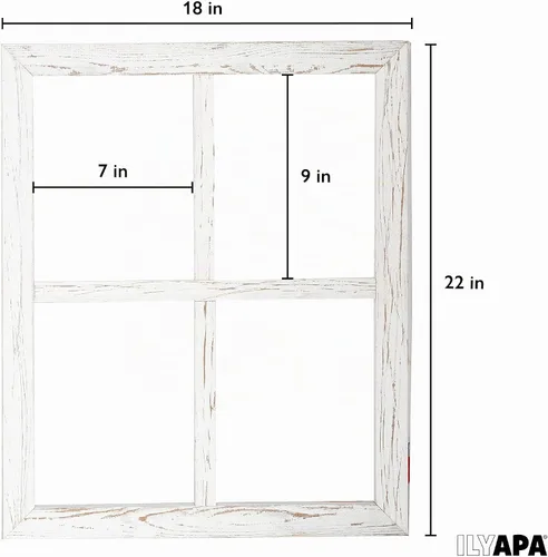 Vista 2 de Ilyapa Marco de ventana de madera rústica blanca para decoración de pared